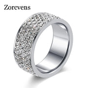 New Brand Silver/Gold Color Stainless Steel 5 Rows CZ Stone Fashion Engagement Wedding Ring for Woman