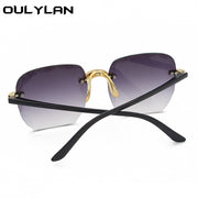 Oulylan Women Rimless Sunglasses Luxury Square Sun Glasses Female Fashion Oversized Eyewear Pink Gradient Shades Goggles UV400