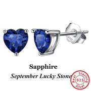 Effie Queen 925 Sterling Silver Birthstone Earrings for Women AAA Cubic Zircon 12 Colors Stud Earrings Fashion Girl Jewelry BE84