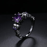 Gothic Skull Rings for Women Punk Purple Zircon Black Color Men Ring Halloween Gifts