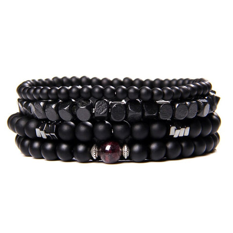 Men Bracelet Set Labradorite Hematite Bracelet Lava Tiger Eye Wrap Charm Bracelet Energy Protection Wristbands Pulsera Hombre