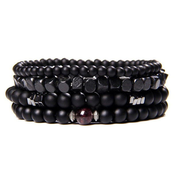 Men Bracelet Set Labradorite Hematite Bracelet Lava Tiger Eye Wrap Charm Bracelet Energy Protection Wristbands Pulsera Hombre