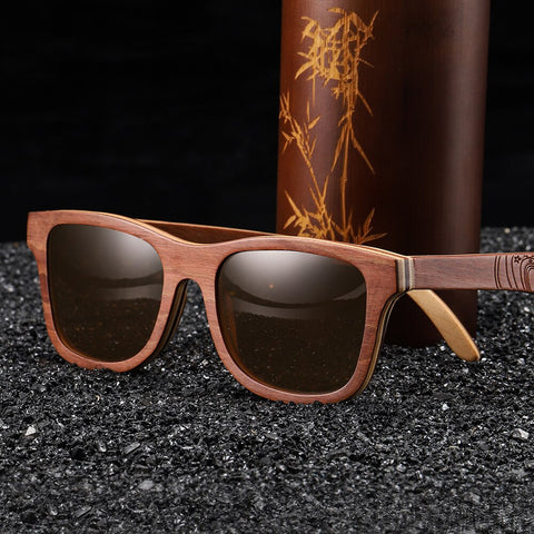 GM Wood Women Sunglasses Men High Grade Brand Carved Design Brown Bamboo Frame Polarized Sunglasses Skateboard Wood  Eyeglasses
