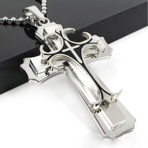 Brand New Fashion Black Rectangle Pendant Necklace Men Trendy Simple Stainless Steel Chain Jewelry