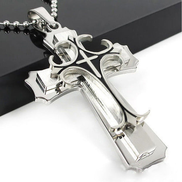 Brand New Fashion Black Rectangle Pendant Necklace Men Trendy Simple Stainless Steel Chain Jewelry