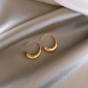New Alloy Smooth Metal Hoop Earrings For Woman Fashion Jewelry Temperament Girl's Daily Wear Earrings