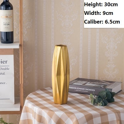 Luxury Europe Gold-plated Ceramic Vase Home Decor Creative Design Porcelain Decorative Flower Vase For Wedding Decoration