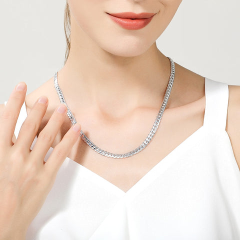 Cadena lateral de Plata de Ley 925 de 6mm, collar de 16/18/20/22/24 pulgadas para mujer y hombre, regalo de joyería de compromiso de boda a la moda