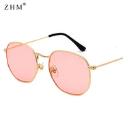 Sunglasses Men Square Metal Frame Pilot Mirror Women Luxury Eyewear