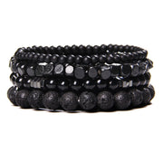 Men Bracelet Set Labradorite Hematite Bracelet Lava Tiger Eye Wrap Charm Bracelet Energy Protection Wristbands Pulsera Hombre