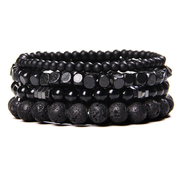 Men Bracelet Set Labradorite Hematite Bracelet Lava Tiger Eye Wrap Charm Bracelet Energy Protection Wristbands Pulsera Hombre