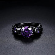 Gothic Skull Rings for Women Punk Purple Zircon Black Color Men Ring Halloween Gifts