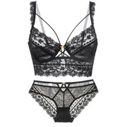 Nuevo conjunto de sujetador, lencería, sostén push-up, ropa interior de encaje, bragas sexis transparentes.