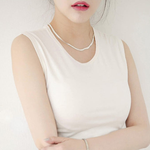 925 Sterling Silver Color Necklace 4MM Snake Chain Men & Women Couple Sterling Silver Jewelry Blade Chain