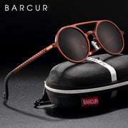 Brand Designer Steampunk Sun glasses Female Retro Aluminum magnesium Sunglasses Men Round Sunglasses Polarizes oculos de sol