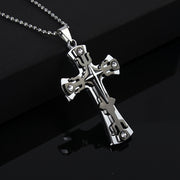 Brand New Fashion Black Rectangle Pendant Necklace Men Trendy Simple Stainless Steel Chain Jewelry