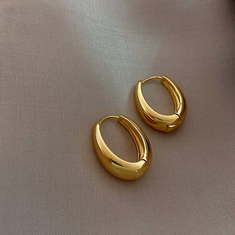 New Alloy Smooth Metal Hoop Earrings For Woman Fashion Jewelry Temperament Girl's Daily Wear Earrings