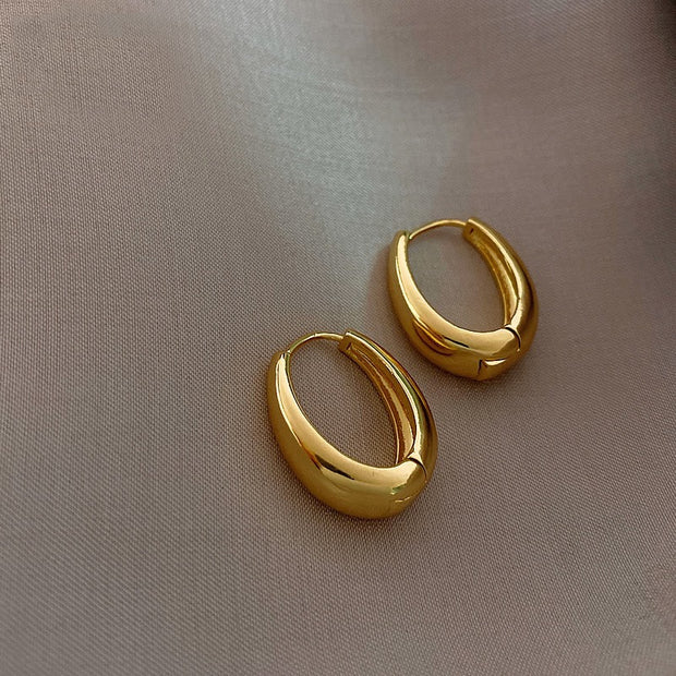 New Alloy Smooth Metal Hoop Earrings For Woman Fashion Jewelry Temperament Girl's Daily Wear Earrings
