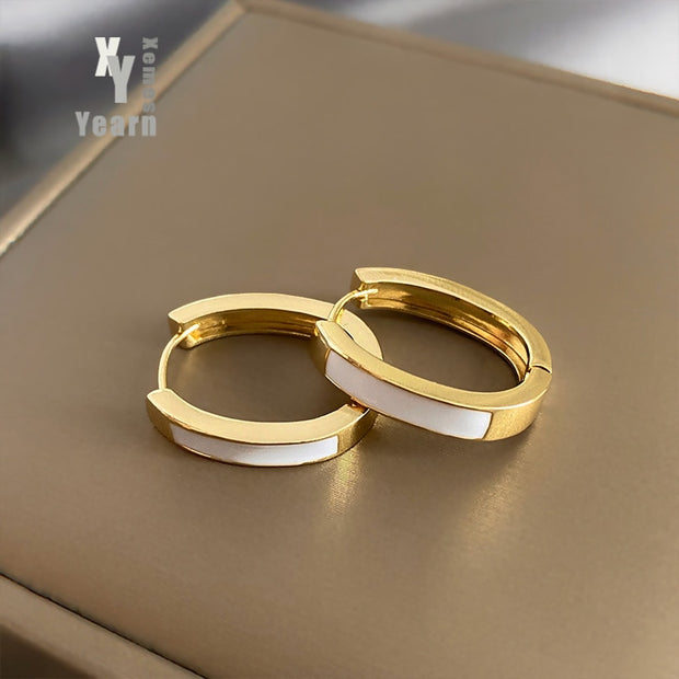 New Alloy Smooth Metal Hoop Earrings For Woman Fashion Jewelry Temperament Girl's Daily Wear Earrings