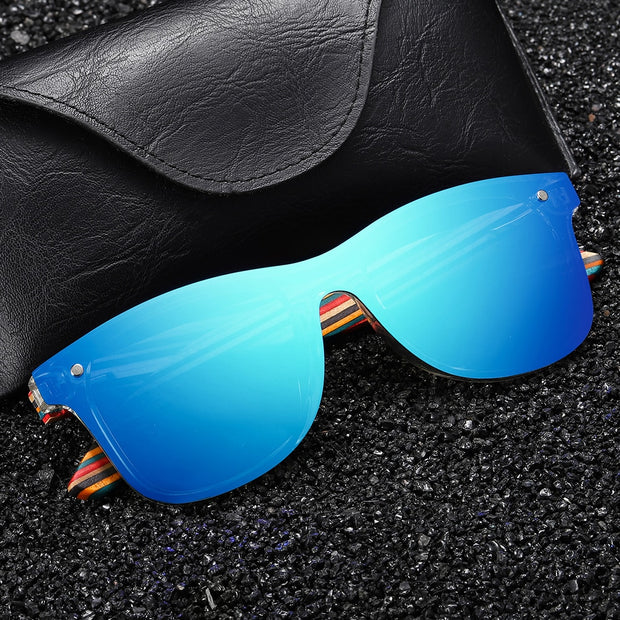 GM Color Skateboard Wooden Sunglasses Women Polarized Fashion Sun Glasses Original Wood Oculos de sol masculino