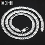 DOTEFFIL 925 Sterling Silver 6mm Side Chain Necklace-Bracelet for Woman-Men