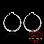 925 Sterling Silver Hip Hop Round Earrings for Women Large Circle4.0cm Piercing Hoop Earring Dropship Suppliers