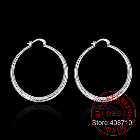 925 Sterling Silver Hip Hop Round Earrings for Women Large Circle4.0cm Piercing Hoop Earring Dropship Suppliers