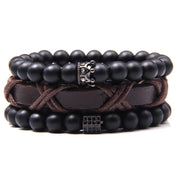 Men Bracelet Set Labradorite Hematite Bracelet Lava Tiger Eye Wrap Charm Bracelet Energy Protection Wristbands Pulsera Hombre
