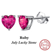 Effie Queen 925 Sterling Silver Birthstone Earrings for Women AAA Cubic Zircon 12 Colors Stud Earrings Fashion Girl Jewelry BE84