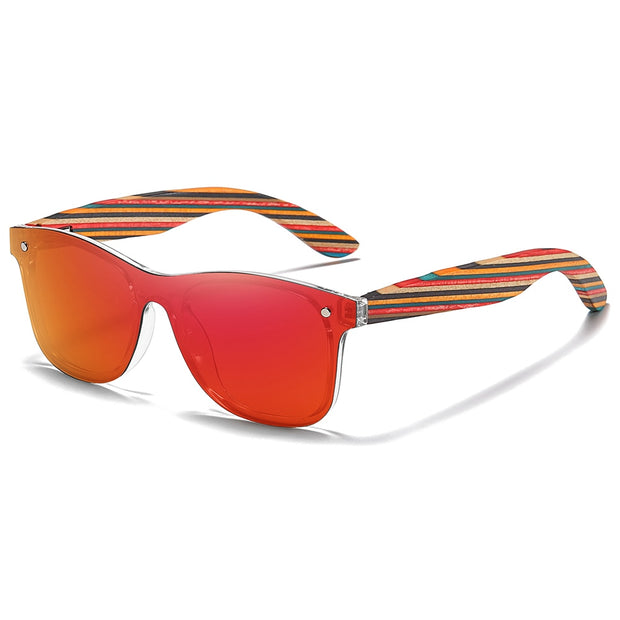 GM Color Skateboard Wooden Sunglasses Women Polarized Fashion Sun Glasses Original Wood Oculos de sol masculino