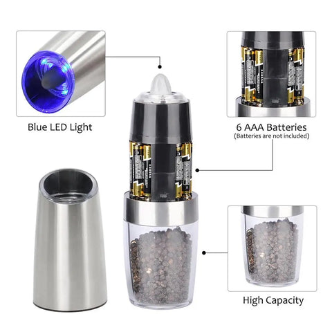 Electric Salt and Pepper Grinder Spice Mill Kitchen Accessories 1PC/2PCS