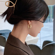 New Alloy Smooth Metal Hoop Earrings For Woman Fashion Jewelry Temperament Girl's Daily Wear Earrings
