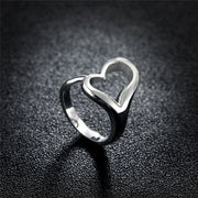 DOTEFFIL 925 Sterling Silver Heart-Shaped Open Ring For Women Wedding Engagement Party Jewelry