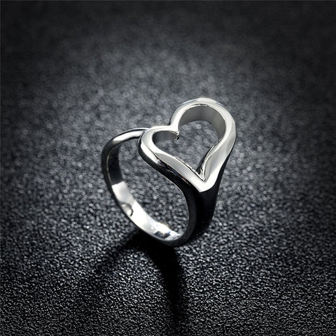 DOTEFFIL 925 Sterling Silver Heart-Shaped Open Ring For Women Wedding Engagement Party Jewelry