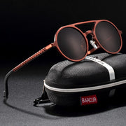 Brand Designer Steampunk Sun glasses Female Retro Aluminum magnesium Sunglasses Men Round Sunglasses Polarizes oculos de sol