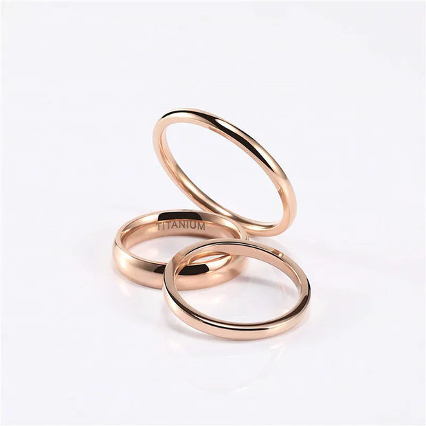 Kolmnsta Rose Gold Ring for Women 4mm Wedding Band for Female Titanium Unisex Classic Ring Men 5 Colors Provide Size 3.5-14.5