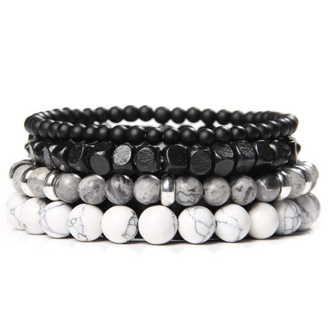 Men Bracelet Set Labradorite Hematite Bracelet Lava Tiger Eye Wrap Charm Bracelet Energy Protection Wristbands Pulsera Hombre