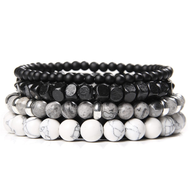 Men Bracelet Set Labradorite Hematite Bracelet Lava Tiger Eye Wrap Charm Bracelet Energy Protection Wristbands Pulsera Hombre