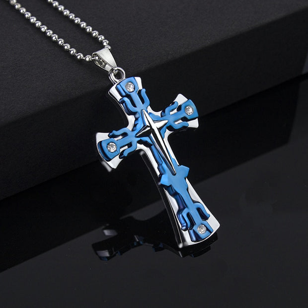 Brand New Fashion Black Rectangle Pendant Necklace Men Trendy Simple Stainless Steel Chain Jewelry