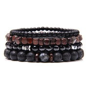 Men Bracelet Set Labradorite Hematite Bracelet Lava Tiger Eye Wrap Charm Bracelet Energy Protection Wristbands Pulsera Hombre