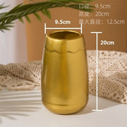 Luxury Europe Gold-plated Ceramic Vase Home Decor Creative Design Porcelain Decorative Flower Vase For Wedding Decoration
