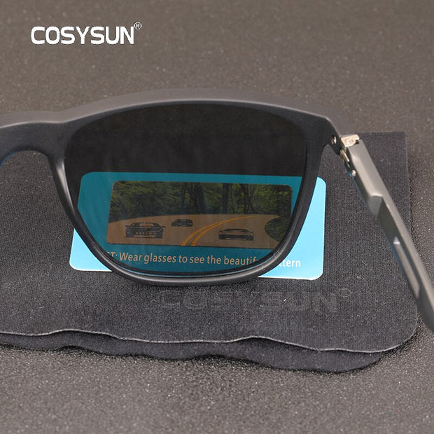 Fashion Men Driving Sunglasses Al-Mg Legs Men UV400 Polarized Square TR Frame