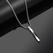 Brand New Fashion Black Rectangle Pendant Necklace Men Trendy Simple Stainless Steel Chain Jewelry