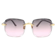 Oulylan Women Rimless Sunglasses Luxury Square Sun Glasses Female Fashion Oversized Eyewear Pink Gradient Shades Goggles UV400