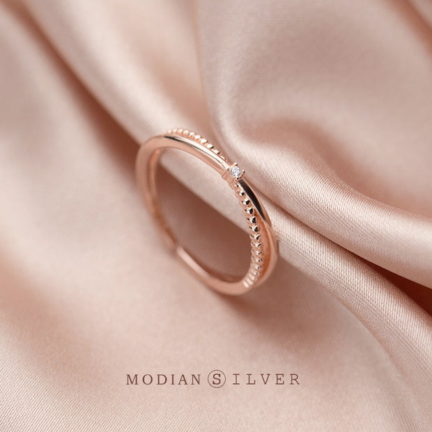 Fashion Genuine 925 Sterling Silver Double Circle Shiny Clear CZ Stackable Finger Ring for Women Fine Jewelry Party Gift