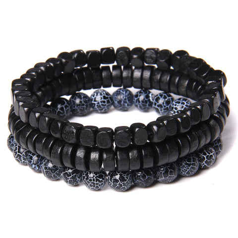 Men Bracelet Set Labradorite Hematite Bracelet Lava Tiger Eye Wrap Charm Bracelet Energy Protection Wristbands Pulsera Hombre