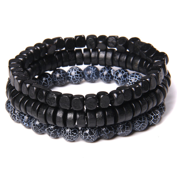 Men Bracelet Set Labradorite Hematite Bracelet Lava Tiger Eye Wrap Charm Bracelet Energy Protection Wristbands Pulsera Hombre