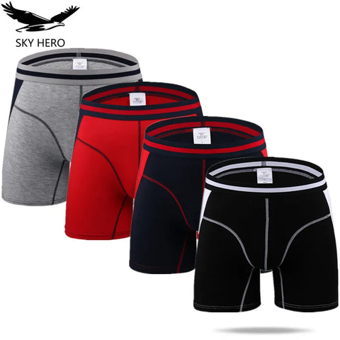 4 unids/lote Boxers largos ropa interior para hombre calzoncillos pantalones cortos Slip