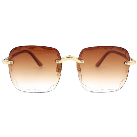 Oulylan Women Rimless Sunglasses Luxury Square Sun Glasses Female Fashion Oversized Eyewear Pink Gradient Shades Goggles UV400
