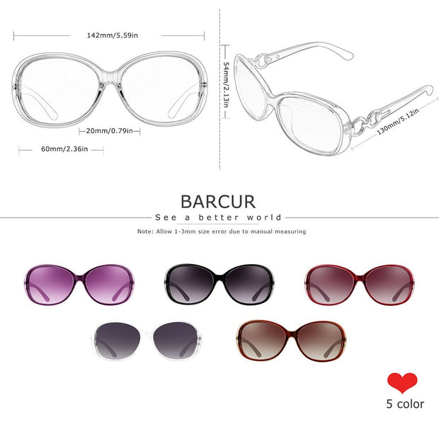 BARCUR New Polarized Sunglasses Women Brand Designer Female Sunglass Vintage Sun Glasses gafas oculos de sol masculino